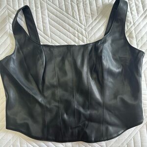 Abercrombie & Fitch Black Leather Crop Top